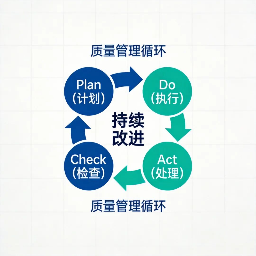 PDCA循环示意图，展示持续改进的四个阶段